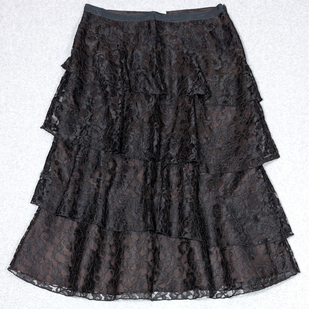 Neesh by DAR Assymetrical Lace Midi Skirt Size Medium Black Gothic Whimsigoth